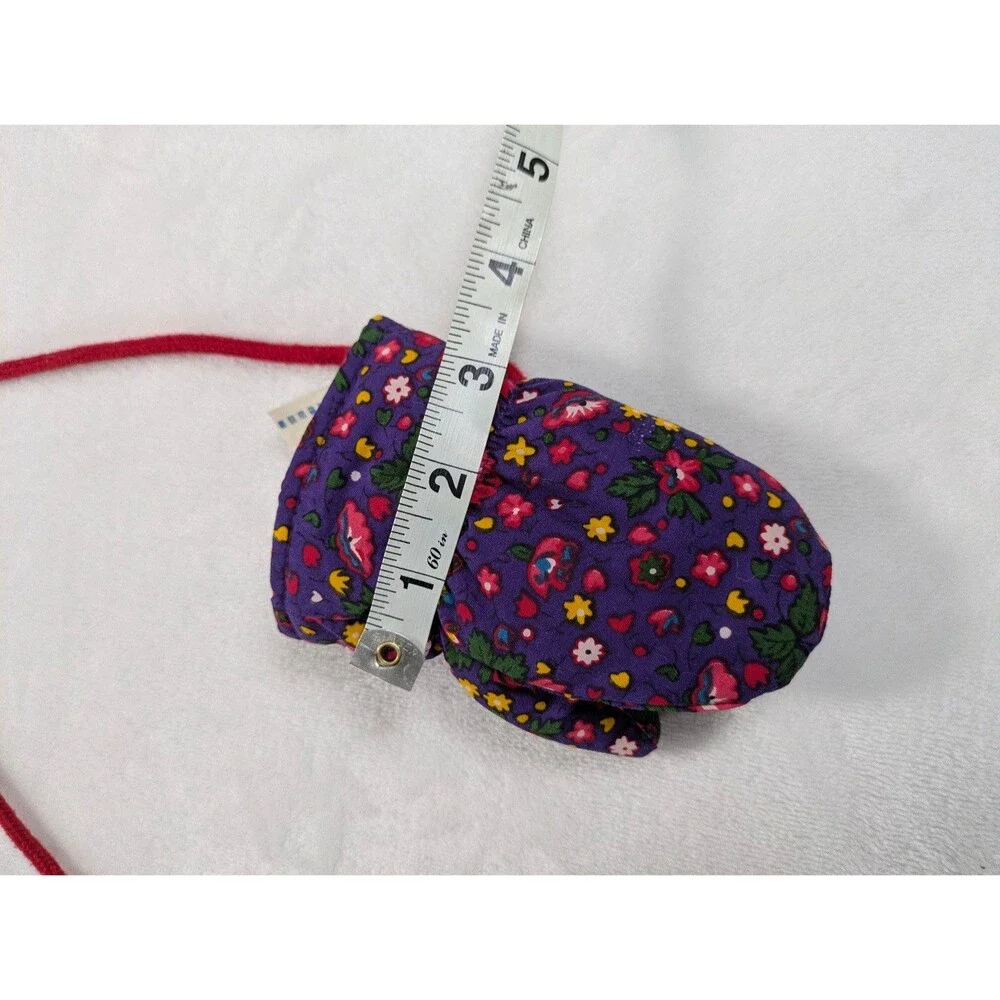 Vintage Hanna Andersson Floral Quilted Mittens with String – Size XS